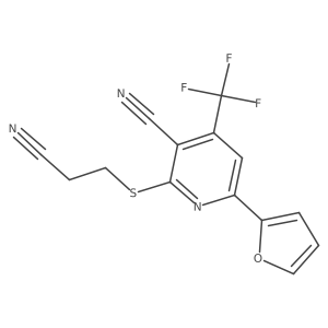 2-((2-Cyanoethyl)thio)-6-(furan-2-yl)-4-(trifluoromethyl)nicotinonitrile结构式