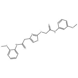 N-(3-methoxyphenyl)-2-((4-(2-((2-(methylthio)phenyl)amino)-2-oxoethyl)thiazol-2-yl)thio)acetamide结构式