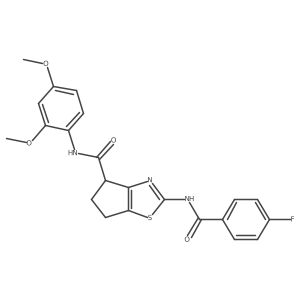 N-(2,4-dimethoxyphenyl)-2-(4-fluorobenzamido)-5,6-dihydro-4H-cyclopenta[d]thiazole-4-carboxamide Structure