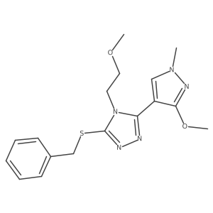 3-(benzylthio)-5-(3-methoxy-1-methyl-1H-pyrazol-4-yl)-4-(2-methoxyethyl)-4H-1,2,4-triazole结构式