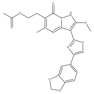 2-(3-(3-(Benzo[d][1,3]dioxol-5-yl)-1,2,4-oxadiazol-5-yl)-5-methyl-2-(methylthio)-7-oxo-4,7-dihydropyrazolo[1,5-a]pyrimidin-6-yl)ethyl acetate Structure