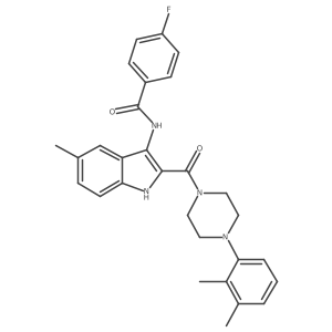N-{2-[4-(2,3-dimethylphenyl)piperazine-1-carbonyl]-5-methyl-1H-indol-3-yl}-4-fluorobenzamide结构式