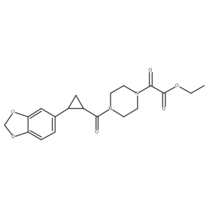 Ethyl 2-(4-(2-(benzo[d][1,3]dioxol-5-yl)cyclopropanecarbonyl)piperazin-1-yl)-2-oxoacetate结构式