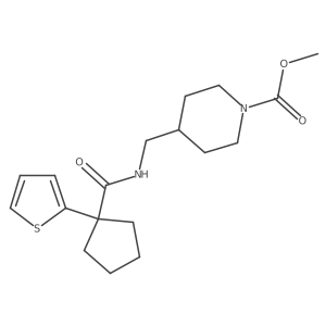 Methyl 4-((1-(thiophen-2-yl)cyclopentanecarboxamido)methyl)piperidine-1-carboxylate Structure
