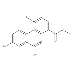 6-Amino-3-(2-fluoro-5-methoxycarbonylphenyl)picolinic acid结构式