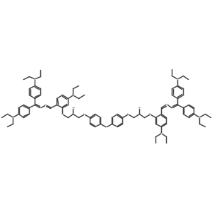 1-[2-[[Bis[4-(diethylamino)phenyl]methylidenehydrazinylidene]methyl]-5-(diethylamino)phenoxy]-3-[4-[4-[3-[2-[[bis[4-(diethylamino)phenyl]methylidenehydrazinylidene]methyl]-5-(diethylamino)phenoxy]-2-hydroxypropyl]sulfanylphenyl]sulfanylphenyl]sulfanylpropan-2-ol Structure