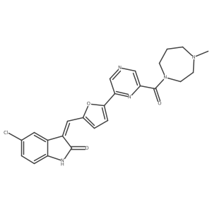 2H-Indol-2-one, 5-chloro-3-[[5-[6-[(hexahydro-4-methyl-1H-1,4-diazepin-1-yl)carbonyl]-2-pyrazinyl]-2-furanyl]methylene]-1,3-dihydro-结构式