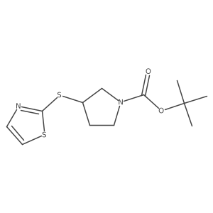 (R)-3-(Thiazol-2-ylsulfanyl)-pyrrolidine-1-carboxylic acid tert-butyl ester结构式