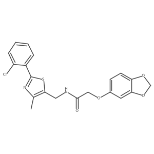 2-(benzo[d][1,3]dioxol-5-yloxy)-N-((2-(2-chlorophenyl)-4-methylthiazol-5-yl)methyl)acetamide结构式