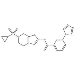 N-(5-(cyclopropylsulfonyl)-4,5,6,7-tetrahydrothiazolo[5,4-c]pyridin-2-yl)-3-(1H-tetrazol-1-yl)benzamide结构式