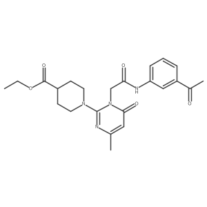 Ethyl 1-(1-(2-((3-acetylphenyl)amino)-2-oxoethyl)-4-methyl-6-oxo-1,6-dihydropyrimidin-2-yl)piperidine-4-carboxylate结构式