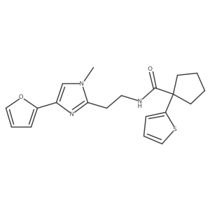 N-(2-(4-(furan-2-yl)-1-methyl-1H-imidazol-2-yl)ethyl)-1-(thiophen-2-yl)cyclopentanecarboxamide结构式