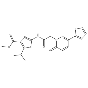methyl 2-({[6-oxo-3-(thiophen-2-yl)pyridazin-1(6H)-yl]acetyl}amino)-5-(propan-2-yl)-1,3-thiazole-4-carboxylate结构式