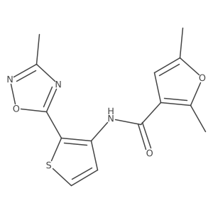 2,5-dimethyl-N-[2-(3-methyl-1,2,4-oxadiazol-5-yl)thiophen-3-yl]furan-3-carboxamide结构式