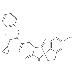 2-{5'-amino-2,5-dioxo-2',3'-dihydrospiro[imidazolidine-4,1'-inden]-1-yl}-N-benzyl-N-[(1S)-1-cyclopropylethyl]acetamide结构式