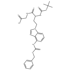 (S)-2-(4-(6-(((Benzyloxy)carbonyl)amino)-9H-purin-9-yl)-2-((tert-butoxycarbonyl)amino)butanamido)acetic acid结构式