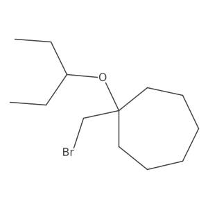 1-(Bromomethyl)-1-(pentan-3-yloxy)cycloheptane结构式