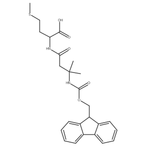 (2S)-2-[3-({[(9H-fluoren-9-yl)methoxy]carbonyl}amino)-3-methylbutanamido]-4-(methylsulfanyl)butanoic acid结构式