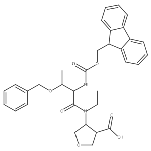 4-[(2R,3S)-3-(benzyloxy)-N-ethyl-2-({[(9H-fluoren-9-yl)methoxy]carbonyl}amino)butanamido]oxolane-3-carboxylic acid结构式