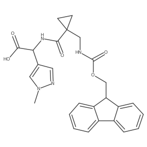2-({1-[({[(9H-fluoren-9-yl)methoxy]carbonyl}amino)methyl]cyclopropyl}formamido)-2-(1-methyl-1H-pyrazol-4-yl)acetic acid结构式
