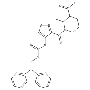1-[4-({[(9H-fluoren-9-yl)methoxy]carbonyl}amino)-1,2,5-oxadiazole-3-carbonyl]-2-methylpiperidine-3-carboxylic acid结构式