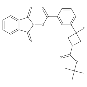 tert-butyl 3-(3-{[(1,3-dioxo-2,3-dihydro-1H-isoindol-2-yl)oxy]carbonyl}phenyl)-3-fluoroazetidine-1-carboxylate Structure