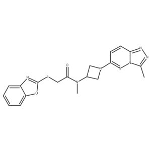 2-(benzo[d]oxazol-2-ylthio)-N-methyl-N-(1-(3-methyl-[1,2,4]triazolo[4,3-b]pyridazin-6-yl)azetidin-3-yl)acetamide结构式
