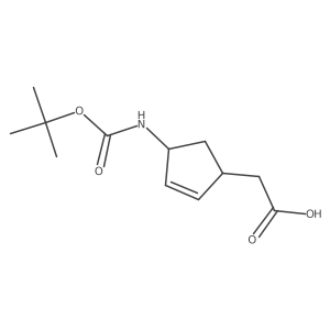 2-[(1S,4S)-4-[(2-Methylpropan-2-yl)oxycarbonylamino]cyclopent-2-en-1-yl]acetic acid结构式