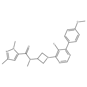 N-[1-[5-Fluoro-6-(4-methoxyphenyl)pyrimidin-4-yl]azetidin-3-yl]-N,2,5-trimethylpyrazole-3-carboxamide Structure