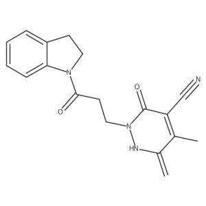 2-[3-(2,3-dihydro-1H-indol-1-yl)-3-oxopropyl]-5-methyl-6-methylidene-3-oxo-1,2,3,6-tetrahydropyridazine-4-carbonitrile结构式