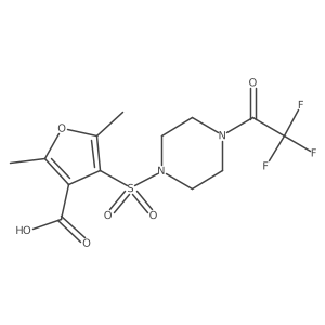 2,5-Dimethyl-4-{[4-(2,2,2-trifluoroacetyl)piperazin-1-yl]sulfonyl}furan-3-carboxylic acid Structure