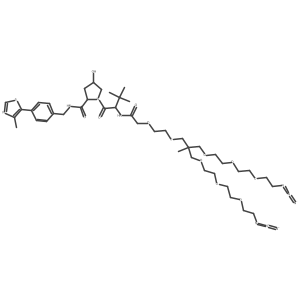 (2S,4R)-1-[(2S)-2-[[2-[2-[3-[2-[2-(2-azidoethoxy)ethoxy]ethoxy]-2-[2-[2-(2-azidoethoxy)ethoxy]ethoxymethyl]-2-methyl-propoxy]ethoxy]acetyl]amino]-3,3-dimethyl-butanoyl]-4-hydroxy-N-[[4-(4-methylthiazol-5-yl)phenyl]methyl]pyrrolidine-2-carboxamide结构式