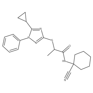 N-(1-cyanocyclohexyl)-2-[(5-cyclopropyl-1-phenyl-1,2,4-triazol-3-yl)sulfanyl]propanamide Structure