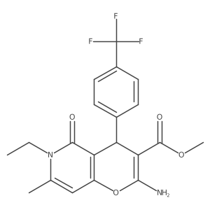 methyl 2-amino-6-ethyl-7-methyl-5-oxo-4-[4-(trifluoromethyl)phenyl]-4H,5H,6H-pyrano[3,2-c]pyridine-3-carboxylate Structure