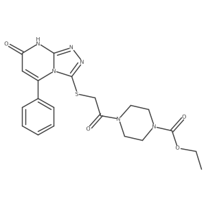 Ethyl 4-(2-((7-oxo-5-phenyl-7,8-dihydro-[1,2,4]triazolo[4,3-a]pyrimidin-3-yl)thio)acetyl)piperazine-1-carboxylate结构式