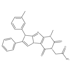 2-[1-Methyl-8-(3-methylphenyl)-2,4-dioxo-7-phenyl-1,3,5-trihydro-4-imidazolino [1,2-h]purin-3-yl]acetamide结构式