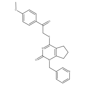 4-((2-(4-methoxyphenyl)-2-oxoethyl)thio)-1-(pyridin-3-ylmethyl)-6,7-dihydro-1H-cyclopenta[d]pyrimidin-2(5H)-one Structure