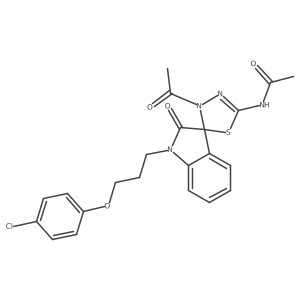 N-{3'-acetyl-1-[3-(4-chlorophenoxy)propyl]-2-oxo-1,2-dihydro-3'H-spiro[indole-3,2'-[1,3,4]thiadiazol]-5'-yl}acetamide结构式