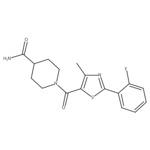 1-{[2-(2-Fluorophenyl)-4-methyl-1,3-thiazol-5-yl]carbonyl}piperidine-4-carboxamide结构式