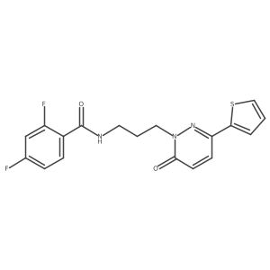 2,4-difluoro-N-{3-[6-oxo-3-(thiophen-2-yl)-1,6-dihydropyridazin-1-yl]propyl}benzamide结构式