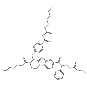 pentyl 8-[(3-ethoxy-3-oxopropyl)-pyridin-2-ylcarbamoyl]-1-[[4-(N-pentoxycarbonylcarbamimidoyl)phenyl]methyl]-3,4-dihydro-1H-pyrazino[1,2-a]benzimidazole-2-carboxylate Structure