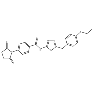 4-(2,5-dioxopyrrolidin-1-yl)-N-(5-(4-(ethylthio)benzyl)-1,3,4-oxadiazol-2-yl)benzamide结构式