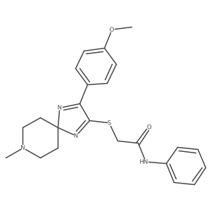 2-((3-(4-methoxyphenyl)-8-methyl-1,4,8-triazaspiro[4.5]deca-1,3-dien-2-yl)thio)-N-phenylacetamide结构式
