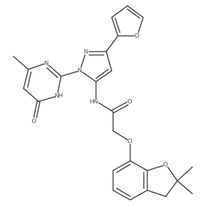 2-((2,2-dimethyl-2,3-dihydrobenzofuran-7-yl)oxy)-N-(3-(furan-2-yl)-1-(4-methyl-6-oxo-1,6-dihydropyrimidin-2-yl)-1H-pyrazol-5-yl)acetamide Structure