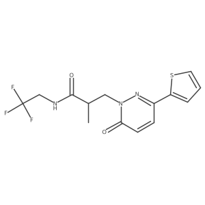 2-methyl-3-(6-oxo-3-(thiophen-2-yl)pyridazin-1(6H)-yl)-N-(2,2,2-trifluoroethyl)propanamide结构式