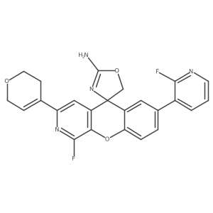 Spiro[5H-[1]benzopyrano[2,3-c]pyridine-5,4'(5'H)-oxazol]-2'-amine, 3-(3,6-dihydro-2H-pyran-4-yl)-1-fluoro-7-(2-fluoro-3-pyridinyl)-, (4'S)- Structure