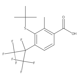 3-(tert-Butylsulfanyl)-4-(1,1,1,2,3,3,3-heptafluoropropan-2-yl)-2-methylbenzoic acid Structure