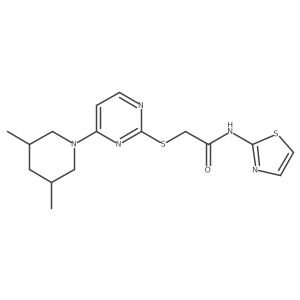 2-((4-(3,5-dimethylpiperidin-1-yl)pyrimidin-2-yl)thio)-N-(thiazol-2-yl)acetamide结构式