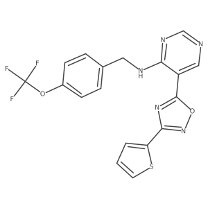5-(3-(thiophen-2-yl)-1,2,4-oxadiazol-5-yl)-N-(4-(trifluoromethoxy)benzyl)pyrimidin-4-amine Structure