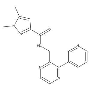 1,5-dimethyl-N-{[3-(pyridin-3-yl)pyrazin-2-yl]methyl}-1H-pyrazole-3-carboxamide结构式